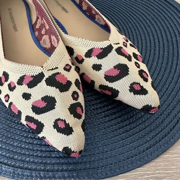 Jet' accompagne Toujours Leopard Animal Print Knit Washable Ballet Flats EU 39