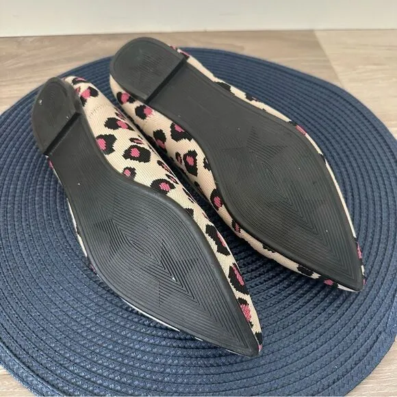 Jet' accompagne Toujours Leopard Animal Print Knit Washable Ballet Flats EU 39