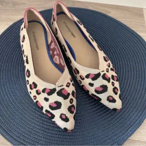 Jet' accompagne Toujours Leopard Animal Print Knit Washable Ballet Flats EU 39