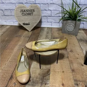 Jimmy Choo Animal Print Cap Toe Tan Patent Leather Ballet Flats EUR 39 US 8-8.5