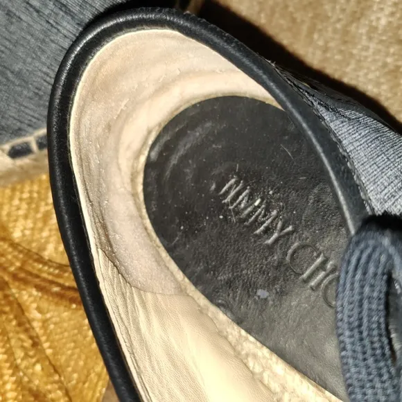 Jimmy Choo Denim &amp; leather trim espadrilles - size 8.5