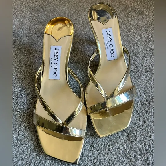 Jimmy Choo Maelie 70 Mid Heel Square Toe Thong Sandals