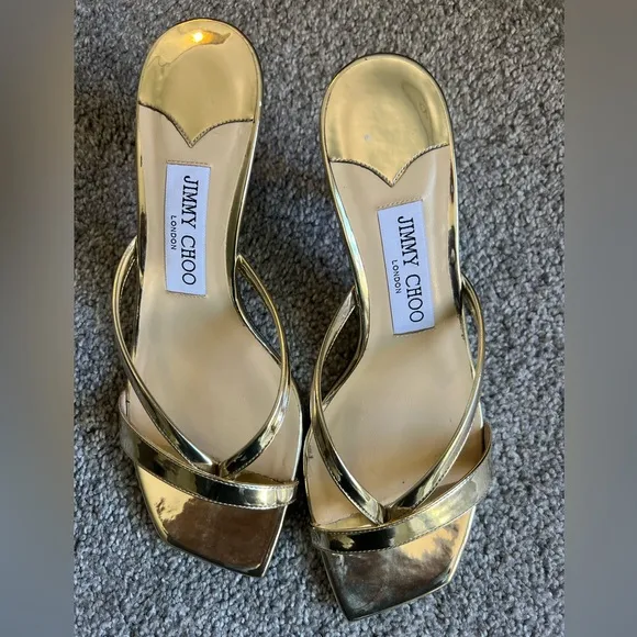 Jimmy Choo Maelie 70 Mid Heel Square Toe Thong Sandals