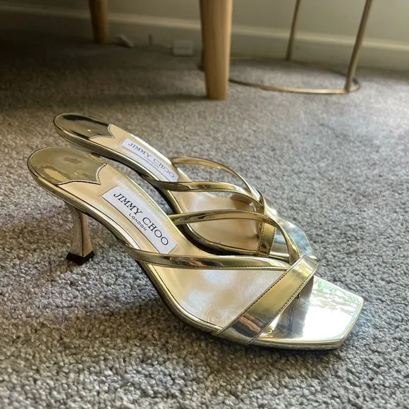 Jimmy Choo Maelie 70 Mid Heel Square Toe Thong Sandals