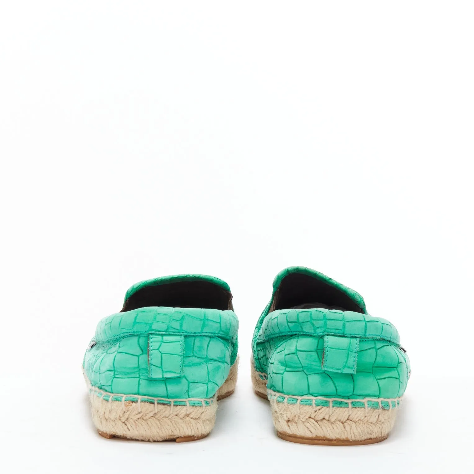 JIMMY CHOO Vlad mint green embossed scaled leather espadrilles EU42