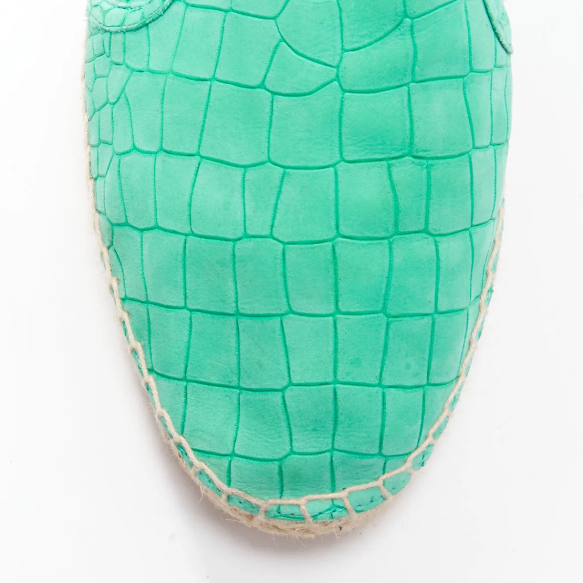 JIMMY CHOO Vlad mint green embossed scaled leather espadrilles EU42