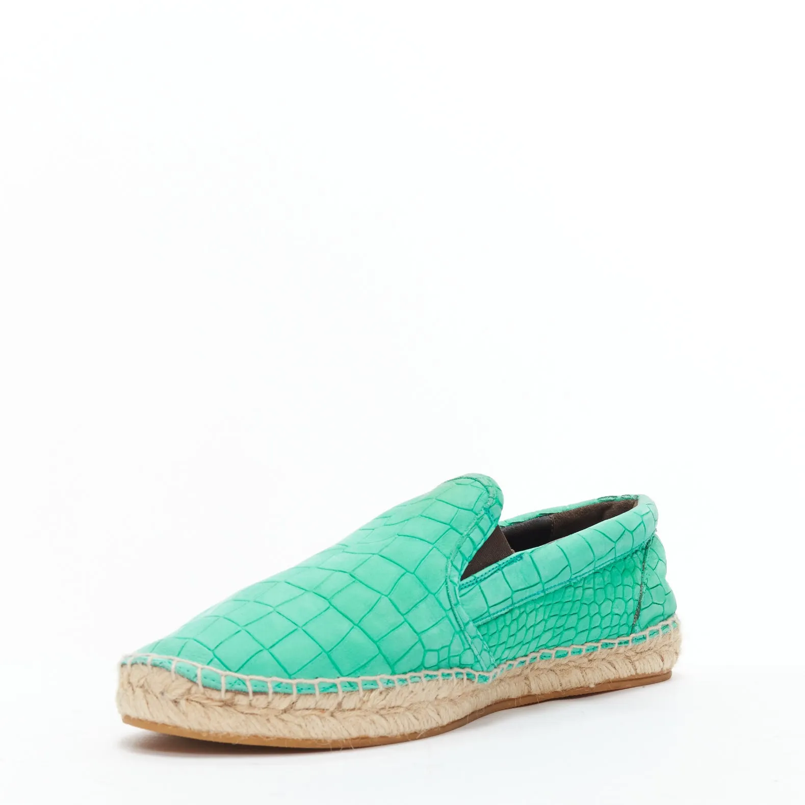 JIMMY CHOO Vlad mint green embossed scaled leather espadrilles EU42
