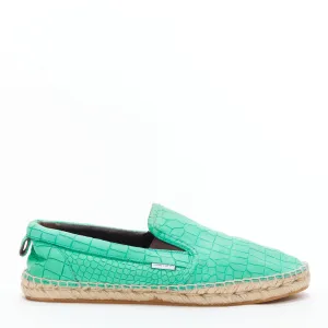 JIMMY CHOO Vlad mint green embossed scaled leather espadrilles EU42