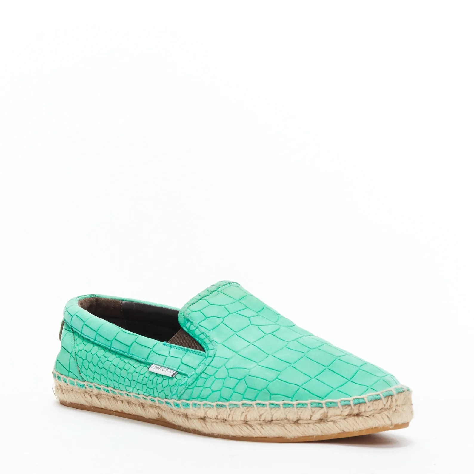 JIMMY CHOO Vlad mint green embossed scaled leather espadrilles EU42