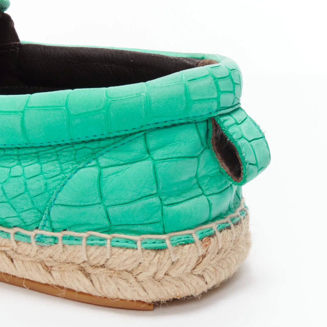 JIMMY CHOO Vlad mint green embossed scaled leather espadrilles EU42