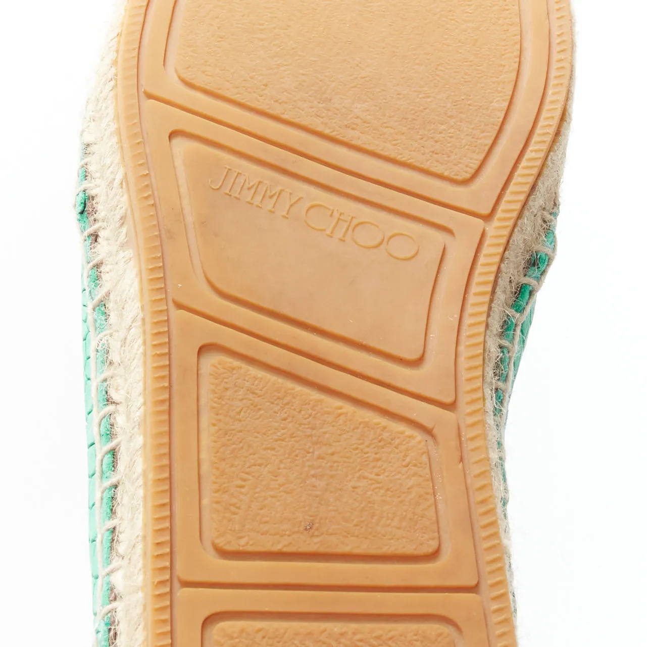 JIMMY CHOO Vlad mint green embossed scaled leather espadrilles EU42