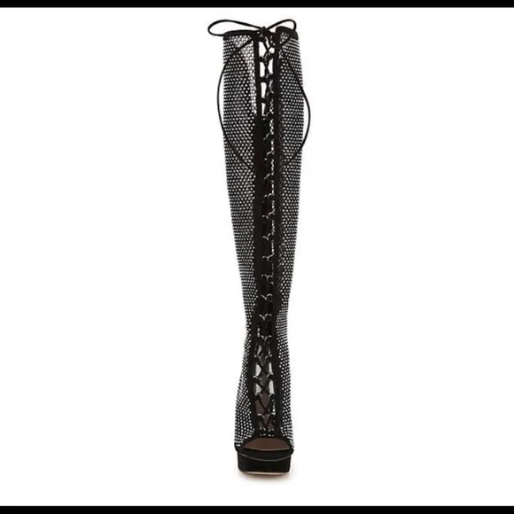JLO OTK BOOT over the knees size stiletto peep toe 7.5 boots