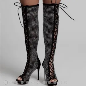 JLO OTK BOOT over the knees size stiletto peep toe 7.5 boots