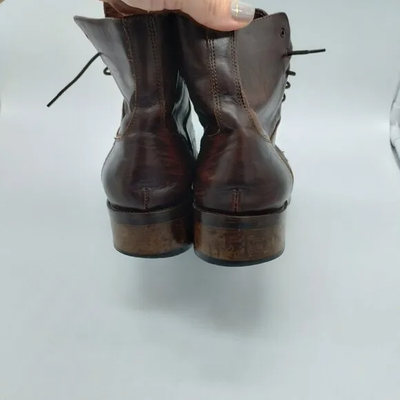 Joan &amp; David Handmade in Italy Rare! Brown Leather Calf Hair Lace-up Boots EU 39