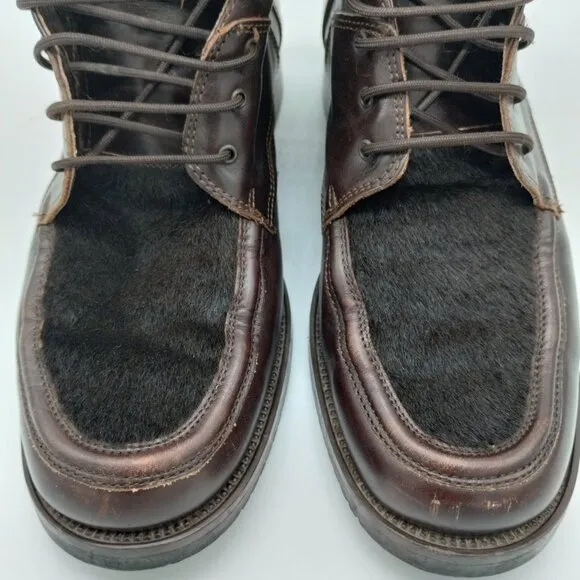 Joan &amp; David Handmade in Italy Rare! Brown Leather Calf Hair Lace-up Boots EU 39