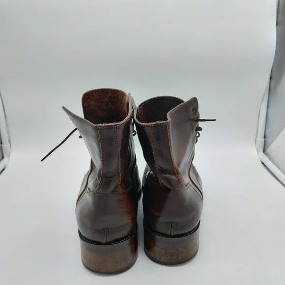 Joan &amp; David Handmade in Italy Rare! Brown Leather Calf Hair Lace-up Boots EU 39