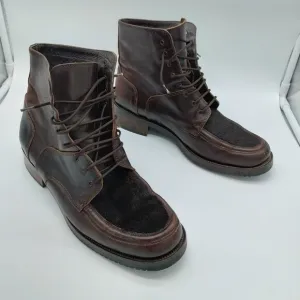 Joan &amp; David Handmade in Italy Rare! Brown Leather Calf Hair Lace-up Boots EU 39