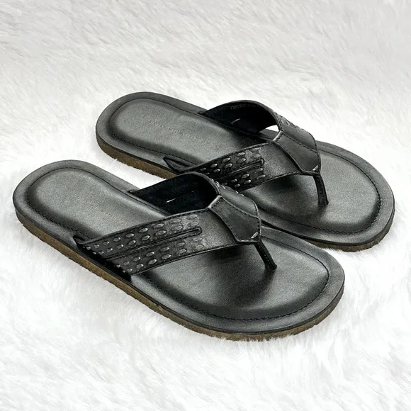John Varvatos Thong Sandals Star USA Tobago Stitched Leather Slip Ons Slides Box