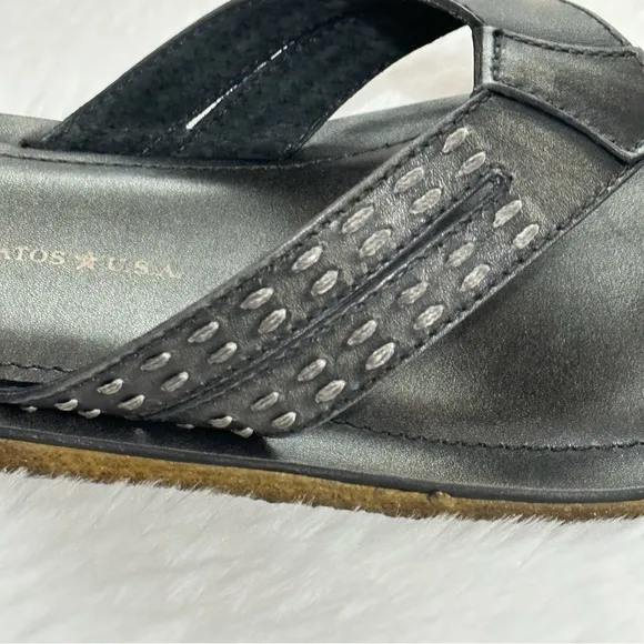 John Varvatos Thong Sandals Star USA Tobago Stitched Leather Slip Ons Slides Box