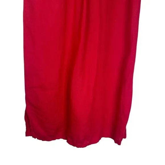 Johnny Was Ariel Easy Tunic Linen Red Short Sleeve Dress Size: XX-Small