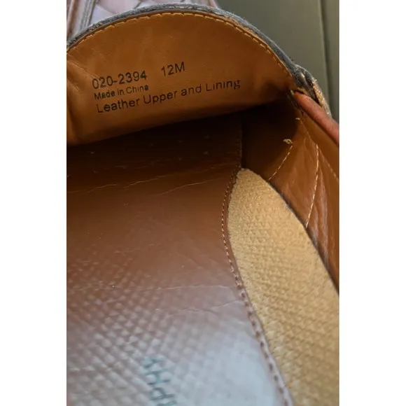 Johnston &amp; Murphy Loafers Mens 12M Brown Leather Basket Weave Slip-On Shoes
