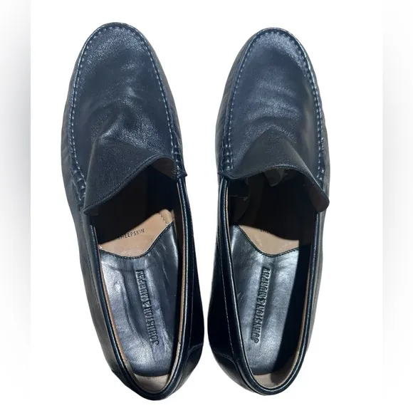 Johnston Murphy Leather Slip On Dress Shoes Black Loafers 11 Cresswell Venetian