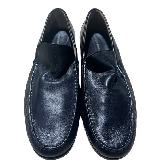 Johnston Murphy Leather Slip On Dress Shoes Black Loafers 11 Cresswell Venetian