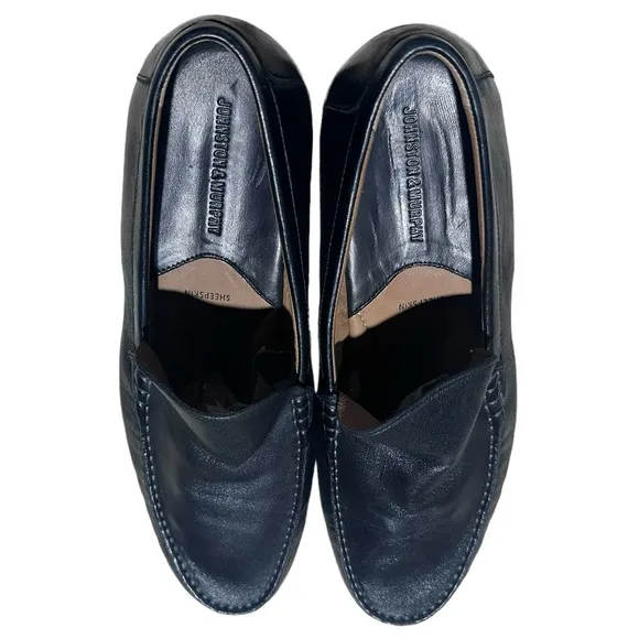 Johnston Murphy Leather Slip On Dress Shoes Black Loafers 11 Cresswell Venetian