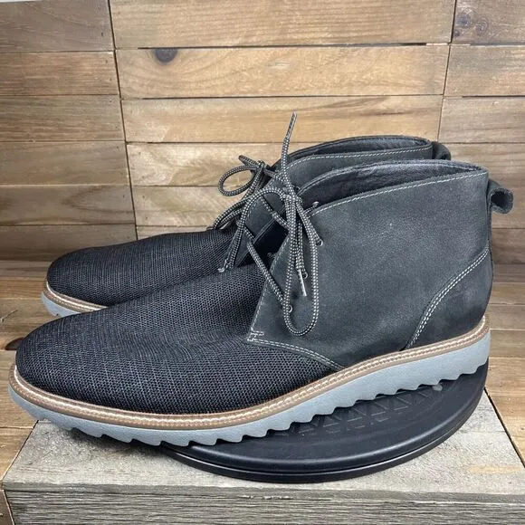 Johnston &amp; Murphy Upton Black Canvas Lace Up Chukka Boots Mens Size 11.5