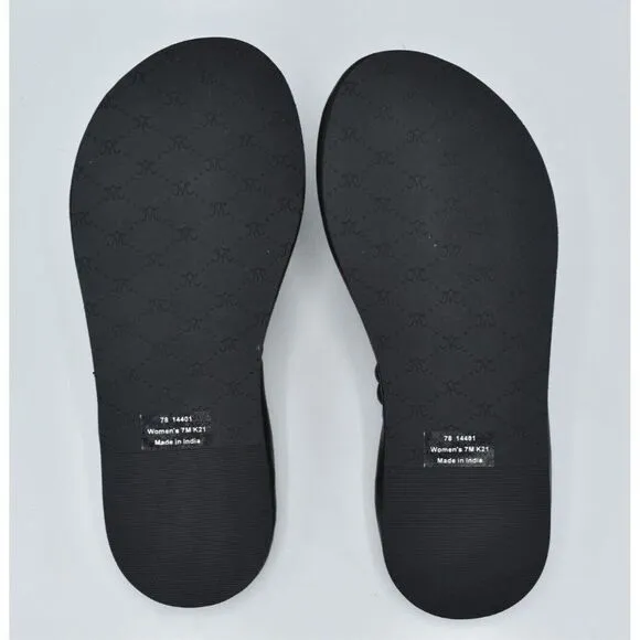 Johnston &amp; Murphy Womens Size 7 Zoey Braided Black Glove Flip Flop Thong Sandals