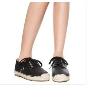 Joie Hemlock Leather Black Espadrille Sneaker Crocodile Print Sz 6