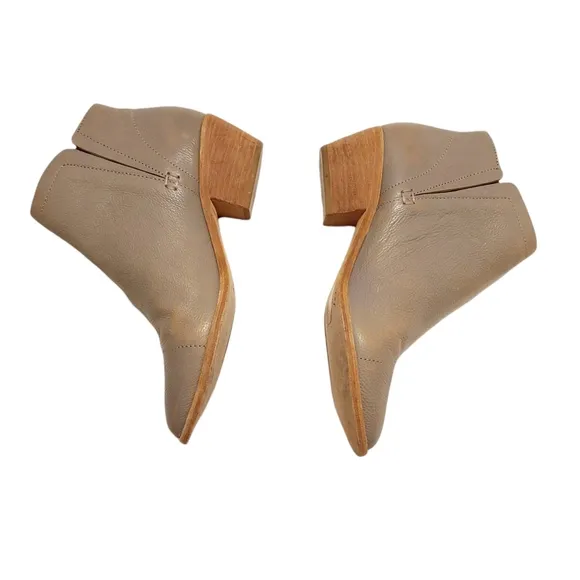 JOIE Jodi Leather Split side Distressed Grey Stacked Heel AnkleBooties
