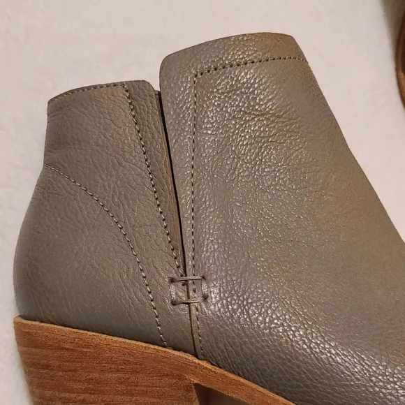 JOIE Jodi Leather Split side Distressed Grey Stacked Heel AnkleBooties
