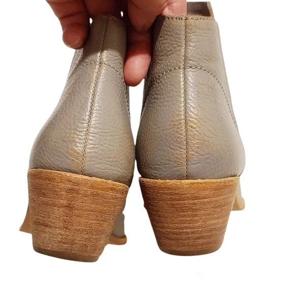 JOIE Jodi Leather Split side Distressed Grey Stacked Heel AnkleBooties