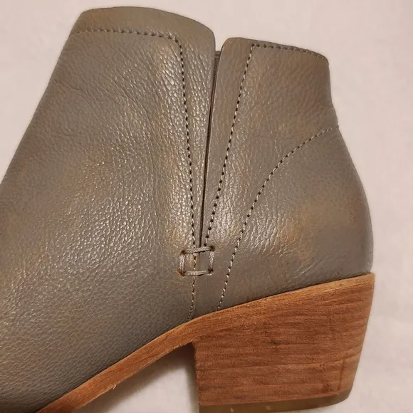 JOIE Jodi Leather Split side Distressed Grey Stacked Heel AnkleBooties