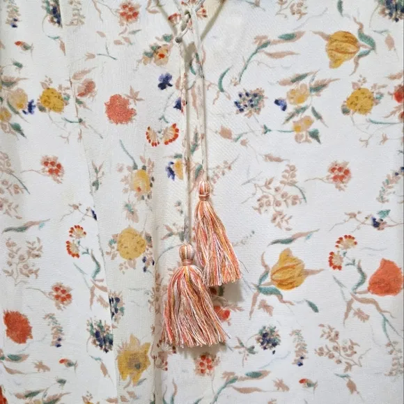 JOIE Silk Vesta Dress in Porcelain with Floral Print Boho Style Size Medium