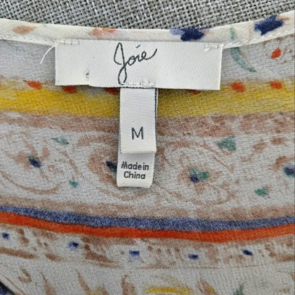 JOIE Silk Vesta Dress in Porcelain with Floral Print Boho Style Size Medium