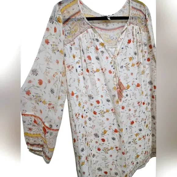 JOIE Silk Vesta Dress in Porcelain with Floral Print Boho Style Size Medium