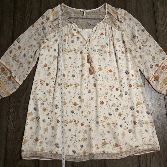 JOIE Silk Vesta Dress in Porcelain with Floral Print Boho Style Size Medium