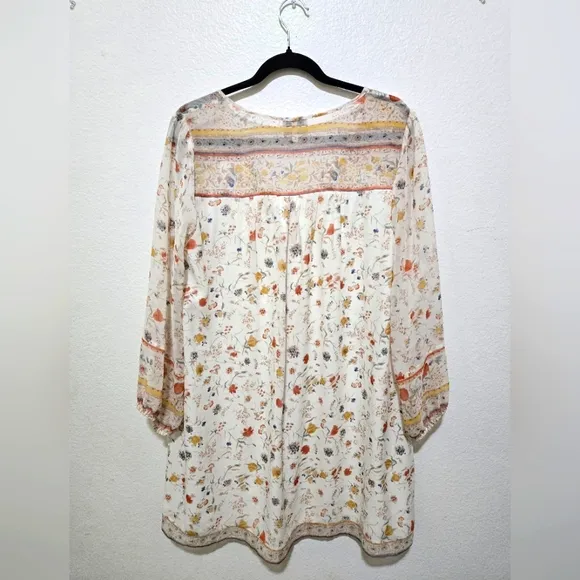 JOIE Silk Vesta Dress in Porcelain with Floral Print Boho Style Size Medium