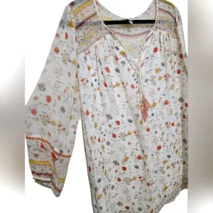 JOIE Silk Vesta Dress in Porcelain with Floral Print Boho Style Size Medium
