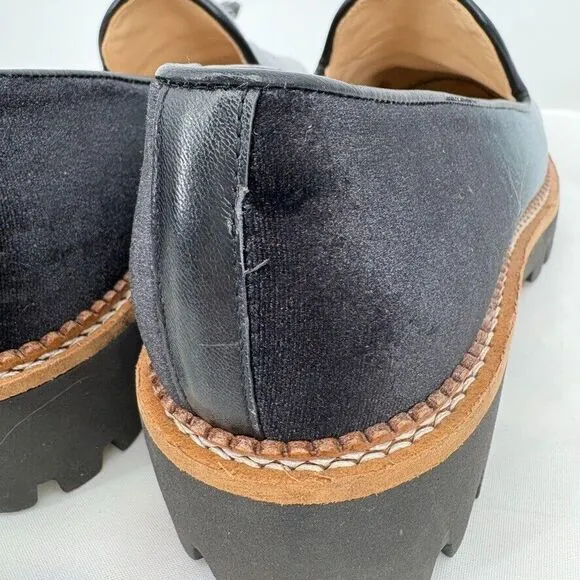 Jon Josef Gogo Gray Velvet Tassel Loafers, Size 37 EU (7 US), Old Money Academia