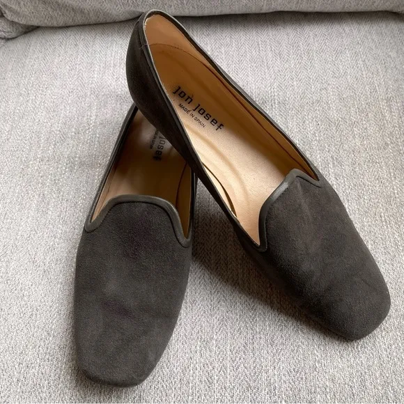 Jon Josef Gray Suede Leather Pluto Loafer Flats Comfort Square Toe 9.5M