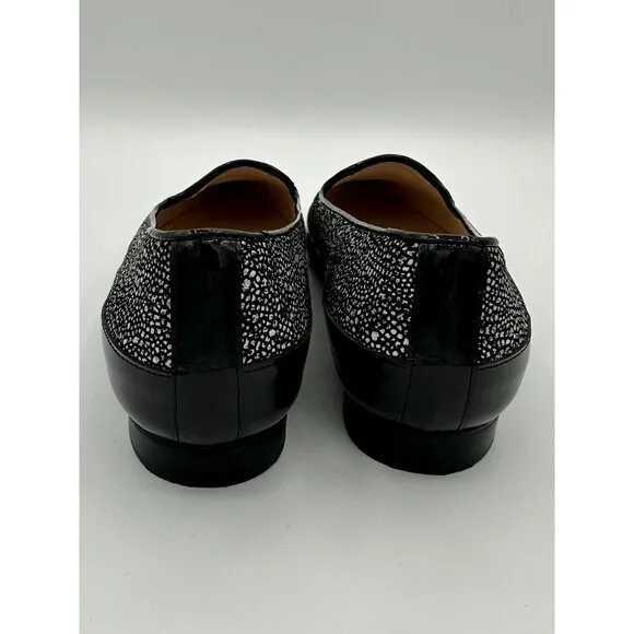 Jon Josef Made In Spain Pointy Toe Black And White Flats Loafers Size 7 EEEUC!!!
