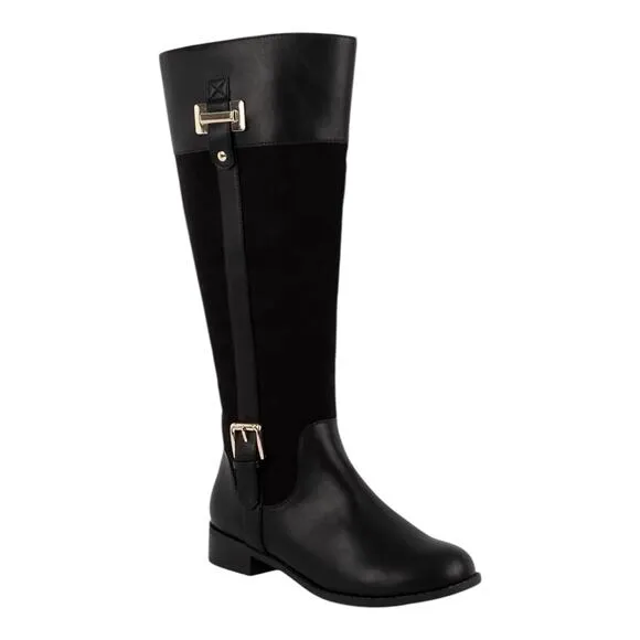 Jones New York Women's Leodenn Wide Calf Knee High Riding Boots Black Size 7 1/2