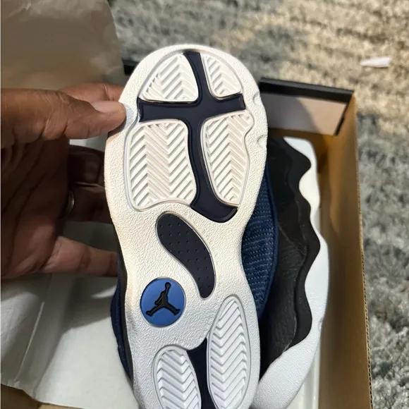 Jordan 13 Kids Blue and Black Sneakers