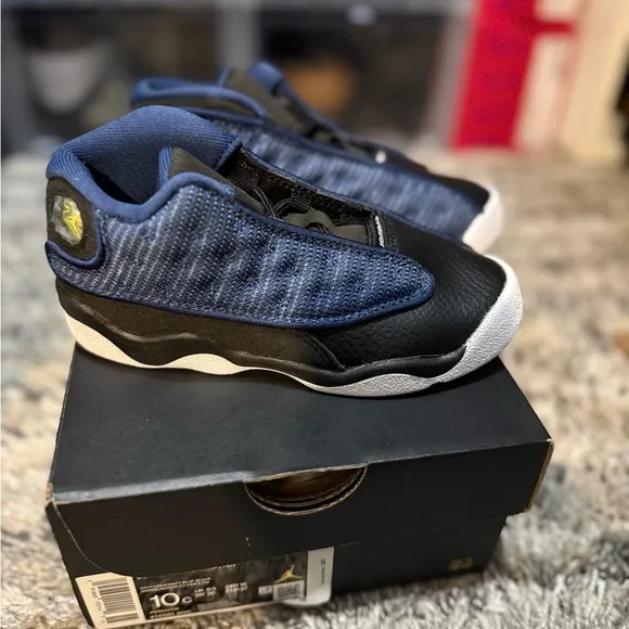 Jordan 13 Kids Blue and Black Sneakers