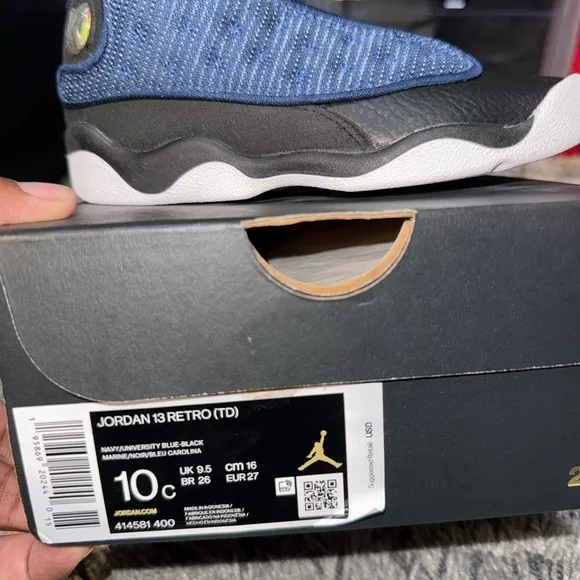Jordan 13 Kids Blue and Black Sneakers