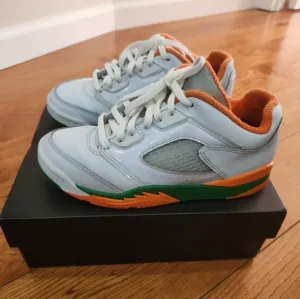 Jordan 5 Retro White Grey and Orange Sneakers