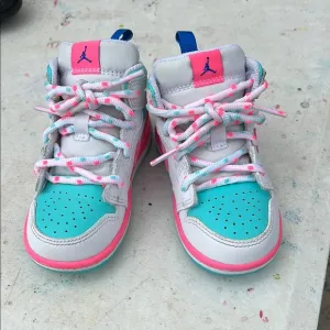 Jordan Kids' Teal and Pink Sneakers